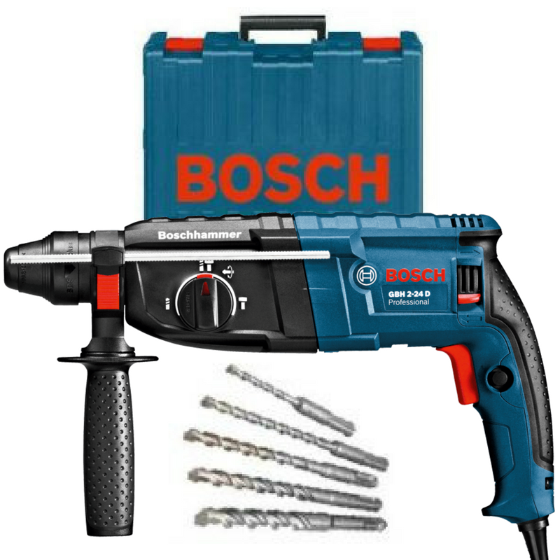 Rotomartillo Percutor Bosch GBH2-24D 820w 2,7 Joules + Maletín y 5 Mechas  SDS Plus