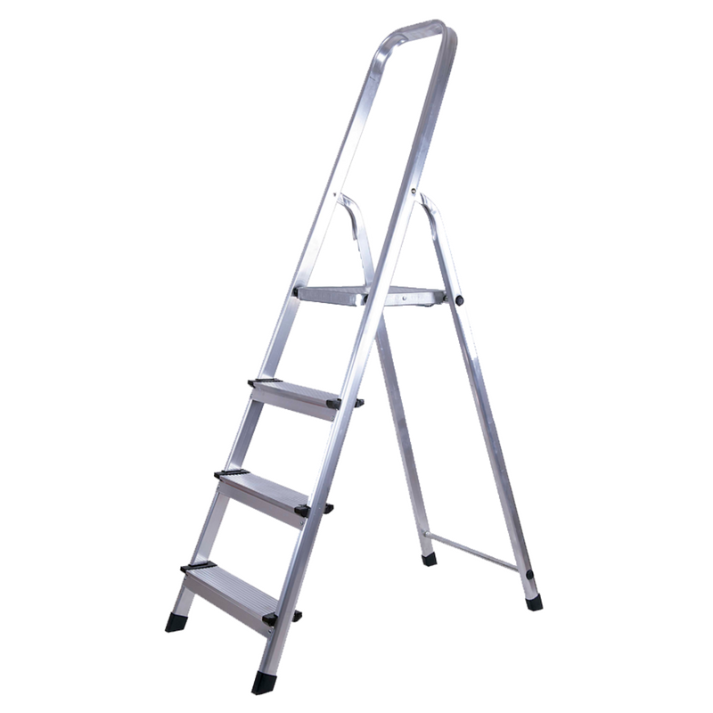 Goplus Escalera plegable, escalera de 4 peldaños con bandeja de  herramientas, almohadillas y pedales antideslizantes, cómoda empuñadura  acolchada