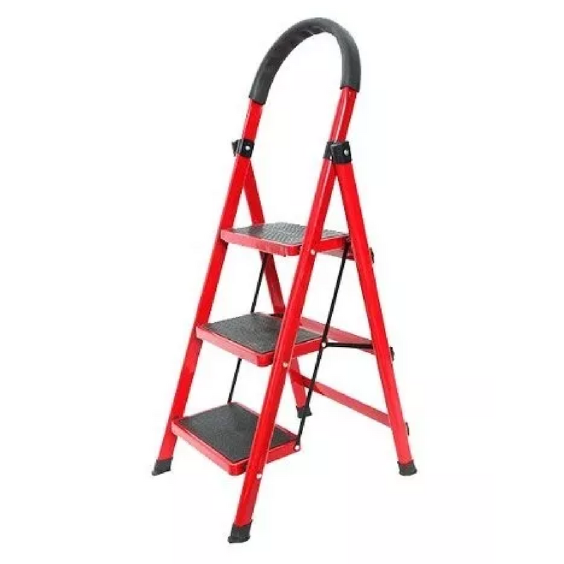 Escalera plegable de 3 escalones de banda de rodadura de acero resistente  con rosca antideslizante para cocina, hogar, jardín, oficina