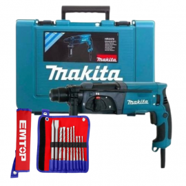 Rotomartillo Percutor Makita Hr2470 SDS Plus 780w 2.7J + Jgo. de mechas y cinceles DSD PLUS Emtop 10PZAS